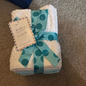 Riviera White and Teal Wash Cloth Set